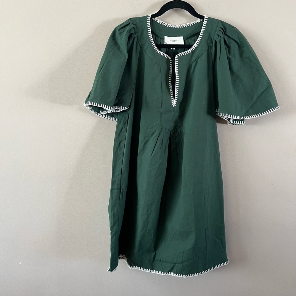 Tuckernuck Pomander place Finley flutter sleeve mini dress xs Green stitching - Picture 2 of 11